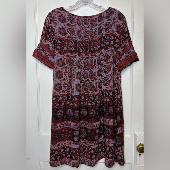 Ecote Urban Outfitters Amethyst Pintuck Frock Tunic Dress Purple Crochet Sz L - Picture 4 of 9